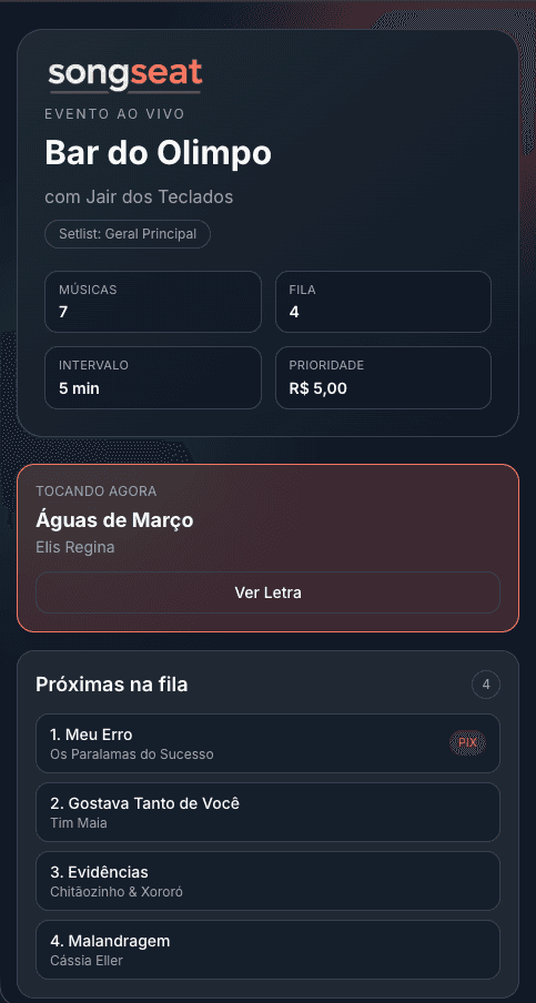 Tela pública no celular